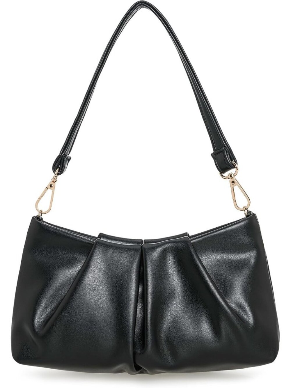 Women's Black Pleated Pu Clutch Purse For Dressy Formal Cocktail Handbag